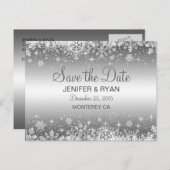 可愛い冬の結婚式は日付はがきを保存 案内ポストカード (正面/裏面)