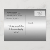 可愛い冬の結婚式は日付はがきを保存 案内ポストカード (裏面)