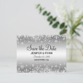 可愛い冬の結婚式は日付はがきを保存 案内ポストカード (スタンド正面)