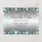 可愛い冬の結婚式は日付はがきを保存 案内ポストカード (正面)