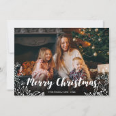 可愛い冬の葉っぱの写真 メリークリスマス 招待状 (正面)