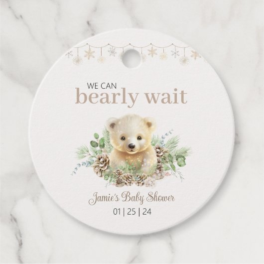 可愛い冬の赤ちゃんシャワー私たちは心から待つことができる フェイバータグ (正面)