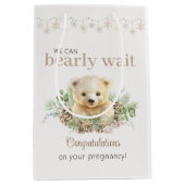 可愛い冬の赤ちゃんシャワー私たちは心から待つことができる ミディアムペーパーバッグ (正面)