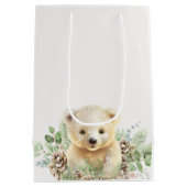 可愛い冬の赤ちゃんシャワー私たちは心から待つことができる ミディアムペーパーバッグ (裏面)