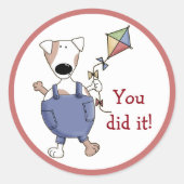 可愛い凧の子犬の報酬 ラウンドシール (正面)