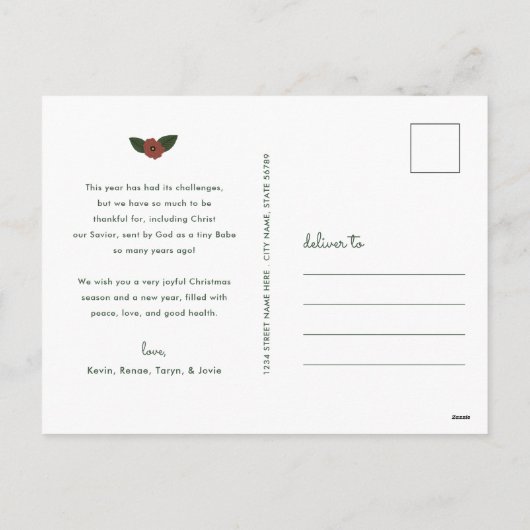 可愛い出生エレガントジョイベビーイエズクリスマス シーズンポストカード (裏面)