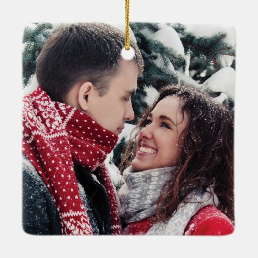 可愛い初めてのクリスマスが新しいホームフォトセラミック セラミックオーナメント (裏面)