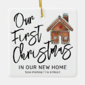 可愛い初めてのクリスマスが新しいホームフォトセラミック セラミックオーナメント (正面)