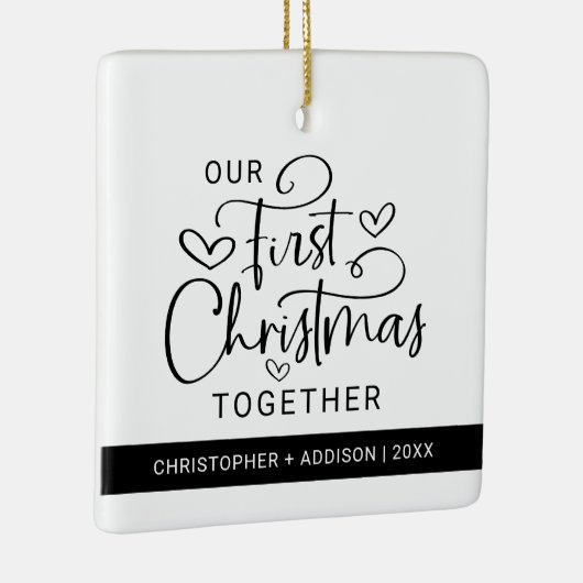 可愛い初めてのクリスマスと一緒にフォトクリスマス セラミックオーナメント (右)