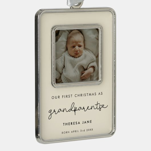 可愛い初めてのクリスマスを祖父母の写真に シルバープレートフレームオーナメント (右)