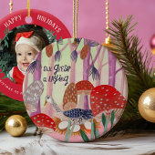 可愛い初めてのクリスマスを祖父母の写真に セラミックオーナメント