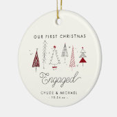 可愛い初めてのクリスマス婚約したお洒落の木 セラミックオーナメント (左)