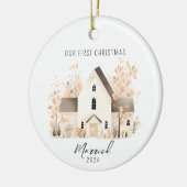 可愛い初めてのクリスマス結婚したクリスマス飾り セラミックオーナメント (左)