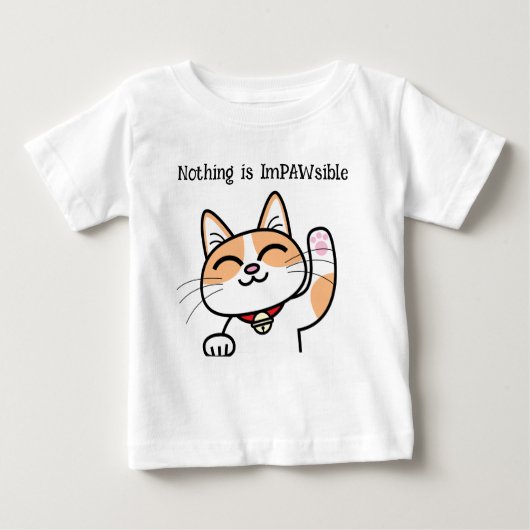 可愛い前向き猫スローガン ベビーTシャツ (正面)