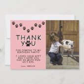 可愛い前版画ピンク誕生日ありがとう写真 カード (正面)