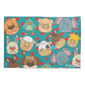 可愛い動物が青い柄の子供を育てる 枕カバー (裏面)