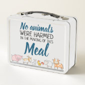 可愛い動物とのビーガンに傷ついた動物はいない メタルランチボックス (裏面)