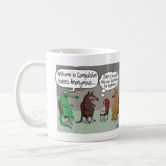 可愛い動物と強制的な食べ手のanonlyous コーヒーマグカップ (左)