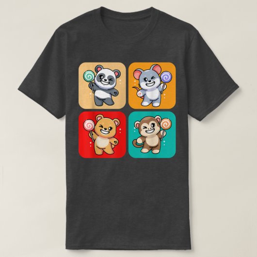 可愛い動物と棒つきキャンデー私はキャンディ私は子供I toddl Tシャツ (デザイン正面)