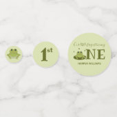 可愛い動物に変わる小さなカエル1歳の誕生日 コンフェッティ (裏面)