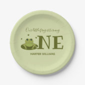 可愛い動物に変わる小さなカエル1歳の誕生日 ペーパープレート (正面)