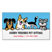 可愛い動物に座る犬と猫のペット気におもしろい マグネット名刺 (正面)