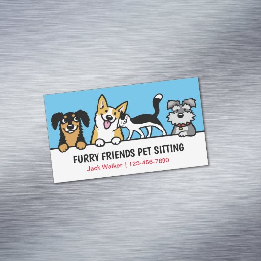 可愛い動物に座る犬と猫のペット気におもしろい マグネット名刺 (インサイチュ)