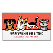 可愛い動物に座る犬と猫のペット気におもしろい マグネット名刺 (正面)