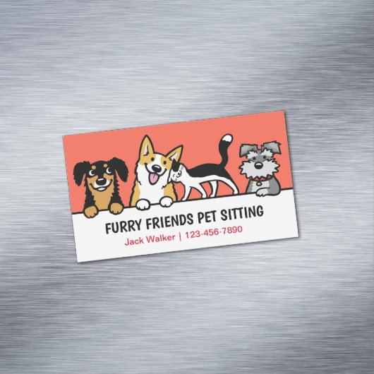 可愛い動物に座る犬と猫のペット気におもしろい マグネット名刺 (インサイチュ)