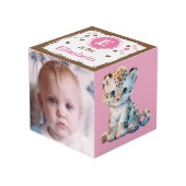 可愛い動物の写真名子供部屋ピンクブラウン フォトキューブ (正面アングル)
