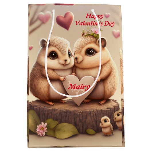 可愛い動物の愛ミディアム抱き枕 ミディアムペーパーバッグ (正面)