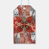 可愛い動物の赤と青の赤とシャワー招待 ギフトタグ (裏面)