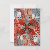 可愛い動物の赤と青の赤とシャワー招待 サンキューカード (裏面)