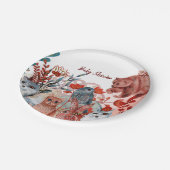 可愛い動物の赤と青の赤とシャワー招待 ペーパープレート (アングル)