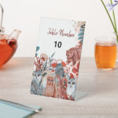 可愛い動物の赤と青の赤とシャワー招待 台座サイン (インサイチュ)