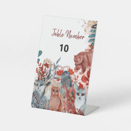 可愛い動物の赤と青の赤とシャワー招待 台座サイン