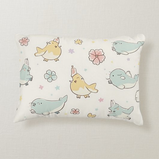 可愛い動物柄の枕 アクセントクッション (裏面)