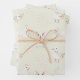 可愛い動物淡い色のたち ラッピングペーパーシート