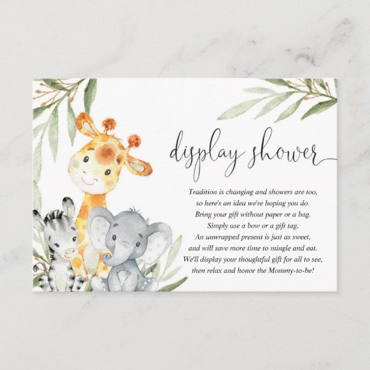 可愛い動物男女兼用がシャワーインサート エンクロージャーカード (正面)