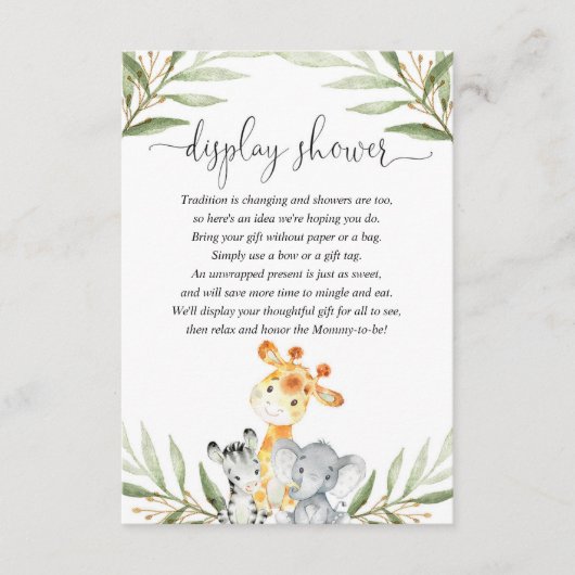 可愛い動物男女兼用がシャワーインサート エンクロージャーカード (正面)