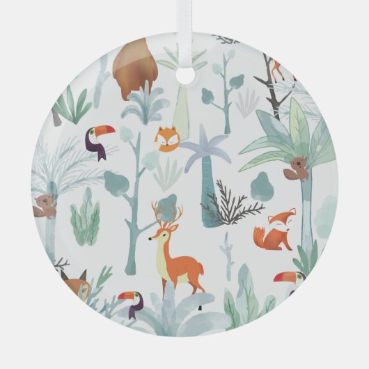 可愛い動物:熱帯林のドードル。 ガラスオーナメント (正面)