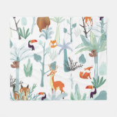 可愛い動物：熱帯林のドードル。 フリースブランケット (正面(横))