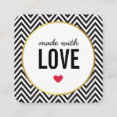 可愛い包装シェブロン白黒製 スクエア名刺 (正面)