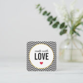 可愛い包装シェブロン白黒製 スクエア名刺 (スタンド正面)