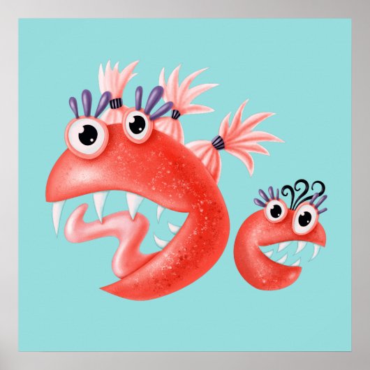 可愛い化け熱狂する物のおもしろい子供 ポスター (正面)