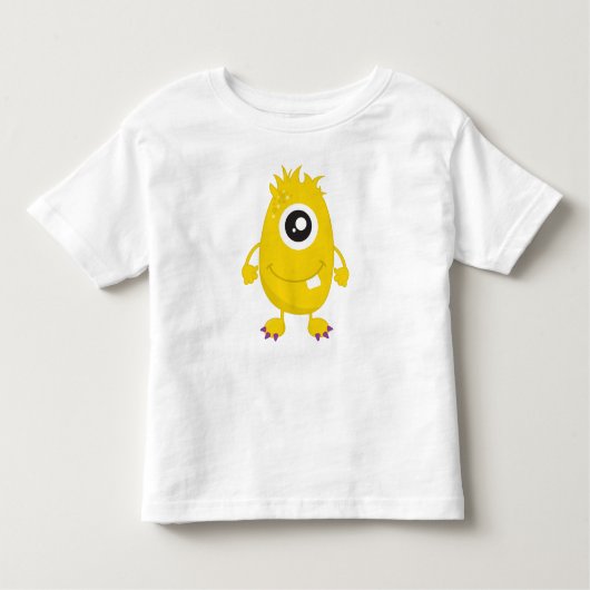 可愛い化け物・黄色い化け物・化おもしろいけ物間抜け トドラーTシャツ (正面)