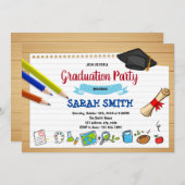 可愛い卒業パーティーの招待 招待状 (正面/裏面)
