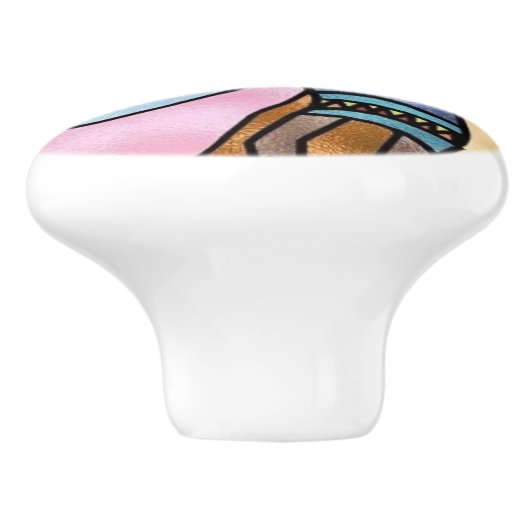 可愛い南西部の部屋のデコフェイクールステンドグラス セラミックノブ (側面)