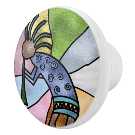 可愛い南西部の部屋のデコフェイクールステンドグラス セラミックノブ (右)