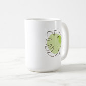 可愛い単線アートの熱帯の孤立した葉グリーン コーヒーマグカップ (正面右)